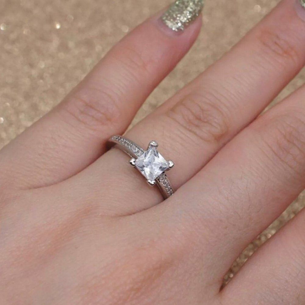 925 WEDDING RING BRIDAL RING ENGAGMENT RING - Picture 4 of 4